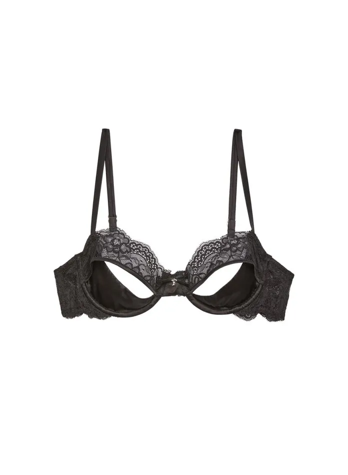 Underwire Bras PleasureLingerie Fleur Du Mal Naomi Lace Cutout Balconette Bra Black
