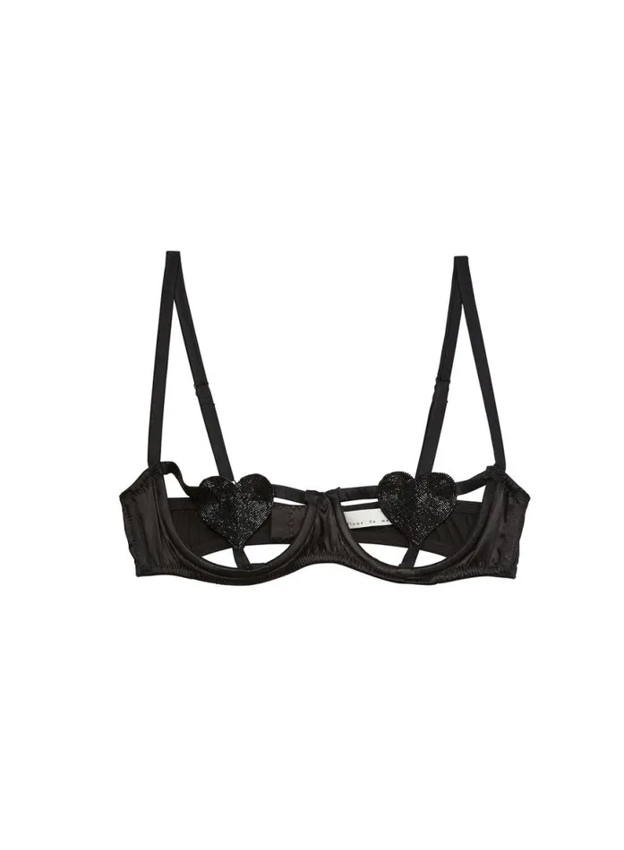 Underwire Bras PleasureLingerie Fleur Du Mal Queen Of Hearts Balconette Bra Black