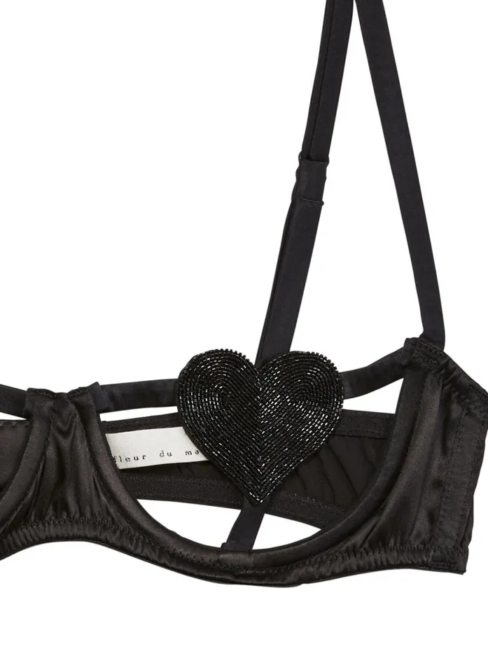 Underwire Bras PleasureLingerie Fleur Du Mal Queen Of Hearts Balconette Bra Black