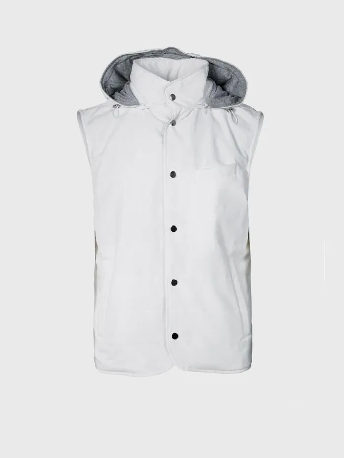 Vests Mens Paul Stuart Belsetta Vest With Removable Hood White