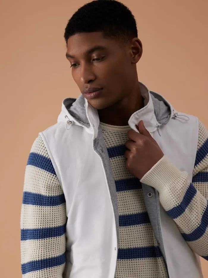 Vests Mens Paul Stuart Belsetta Vest With Removable Hood White
