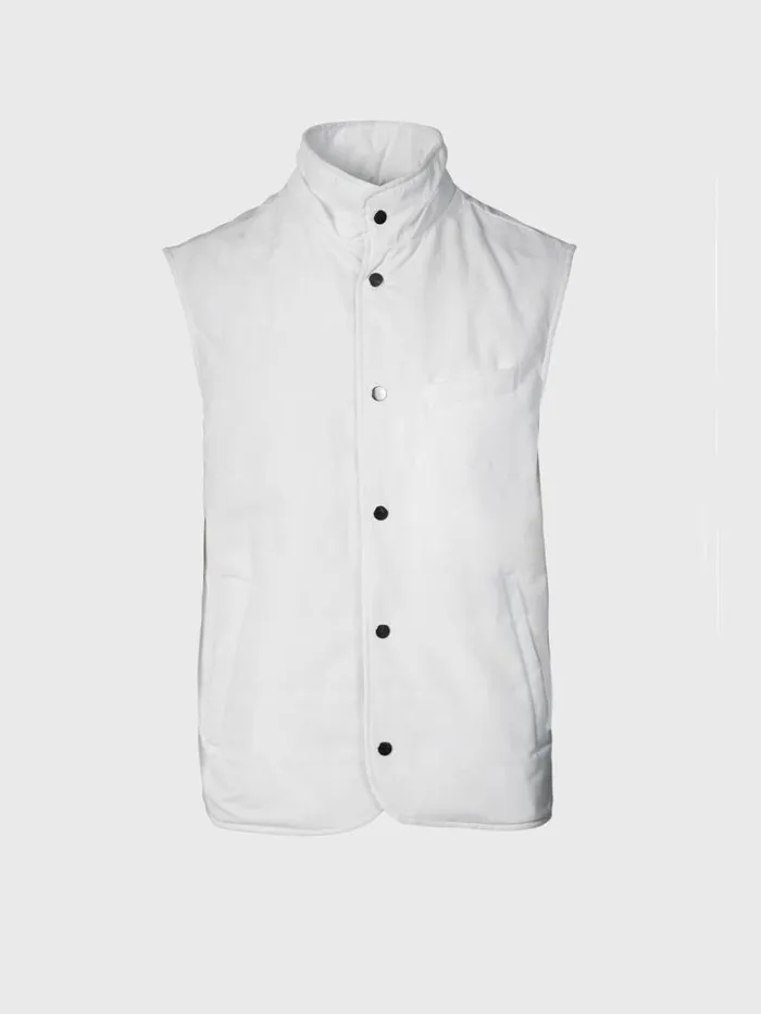 Vests Mens Paul Stuart Belsetta Vest With Removable Hood White
