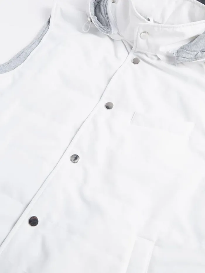 Vests Mens Paul Stuart Belsetta Vest With Removable Hood White