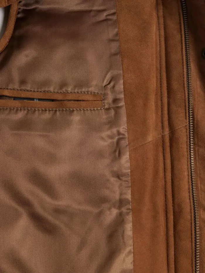 Vests Mens Paul Stuart Quilted Shearling Vest Tan
