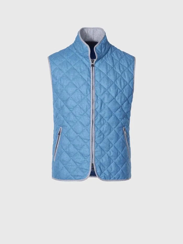 Vests Mens Paul Stuart Quilted Wool Flannel Vest Gold