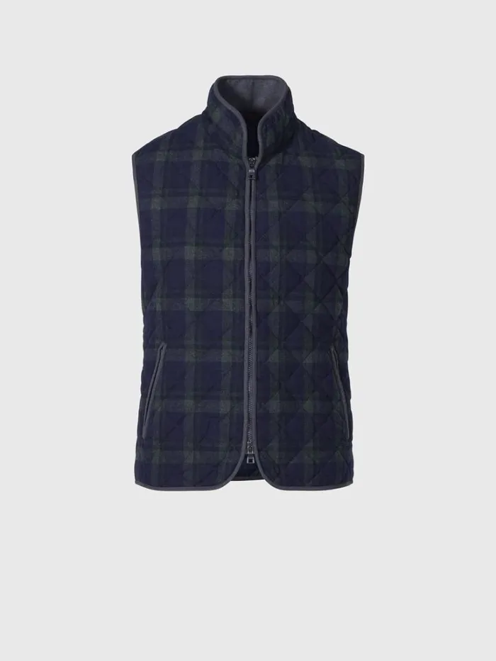 Vests Mens Paul Stuart Quilted Wool Plaid Vest Navygreen
