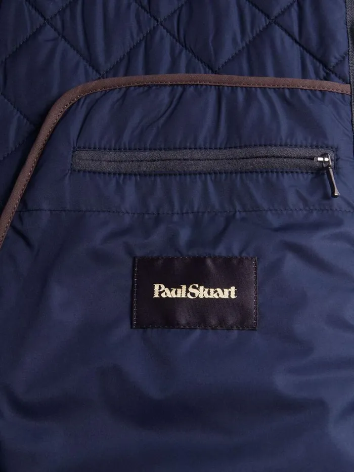Vests Mens Paul Stuart Quilted Wool Plaid Vest Navygreen