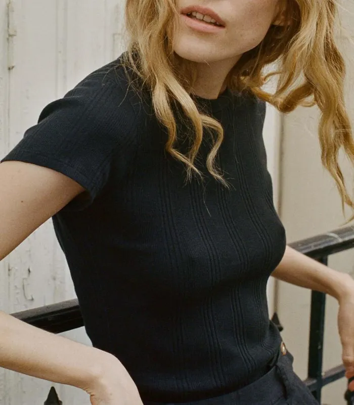 VIVI CASHMERE BLEND TEE Black Shop DEN Tees