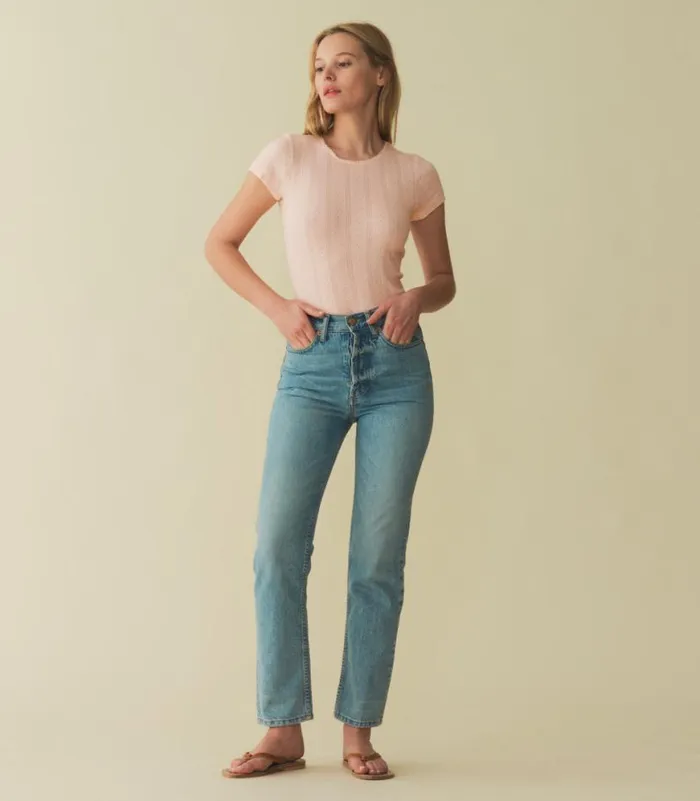VIVI TEE Petunia Pink Quelle Jolie Pointelle Shop DEN Tees