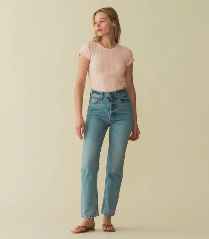 VIVI TEE Petunia Pink Quelle Jolie Pointelle Shop DEN Tees