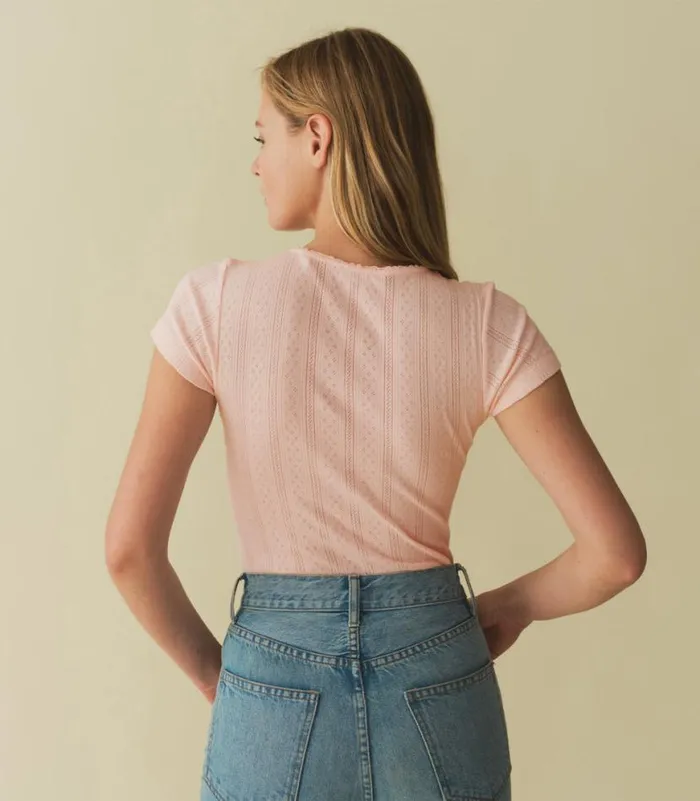 VIVI TEE Petunia Pink Quelle Jolie Pointelle Shop DEN Tees