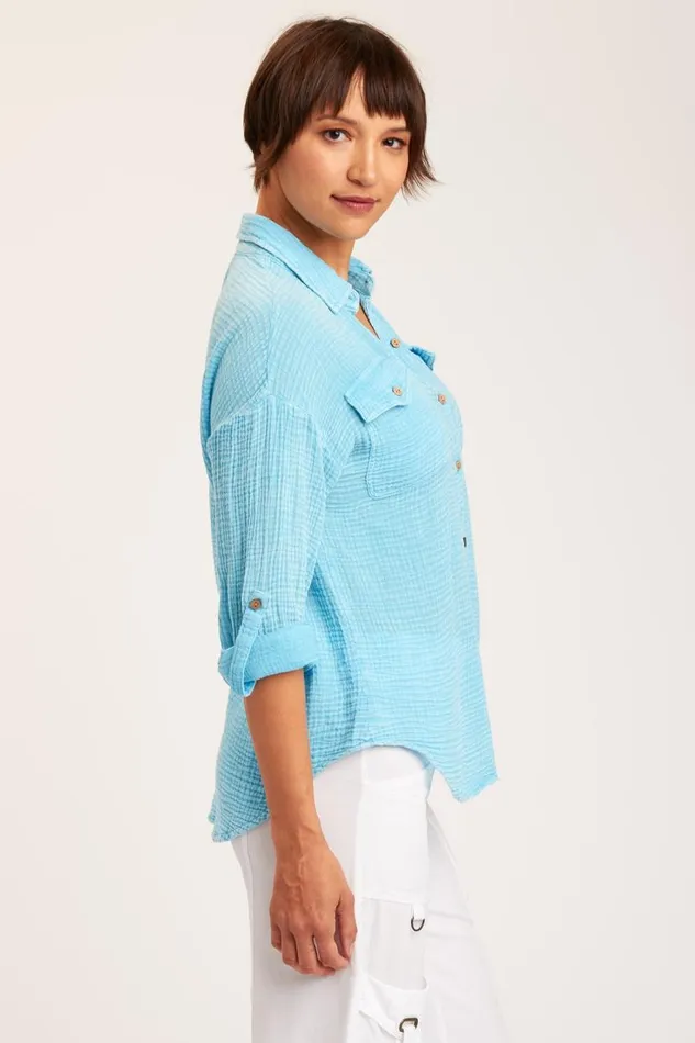 Wendell ButtonUp Distress Wash Stream Clothing XCVI ShirtsBlouses