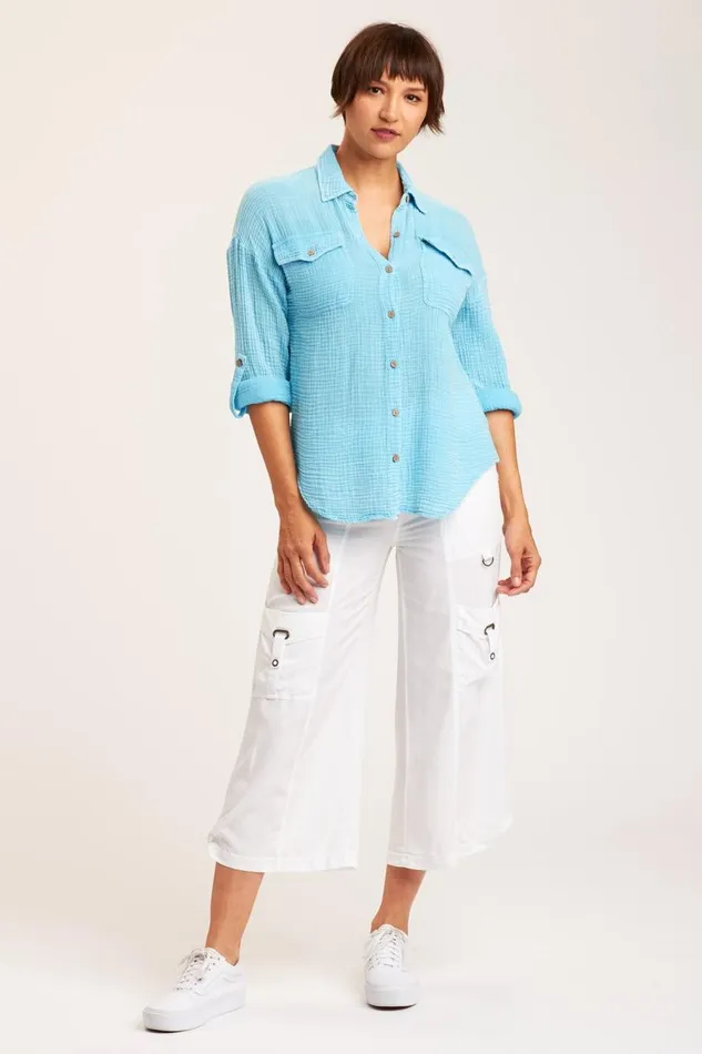 Wendell ButtonUp Distress Wash Stream Clothing XCVI ShirtsBlouses
