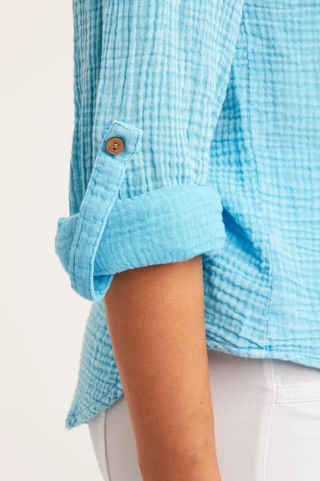 Wendell ButtonUp Distress Wash Stream Clothing XCVI ShirtsBlouses