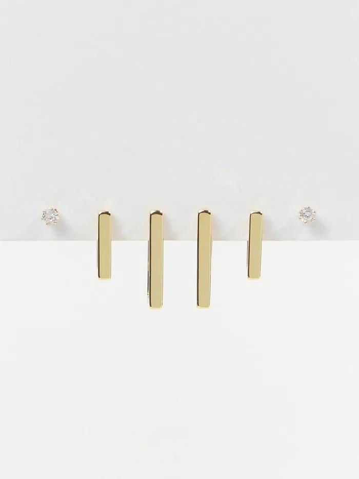 Women 18k Gold Mini Rectangle Hoop Earring Pack Gold Altar039d State Jewelry