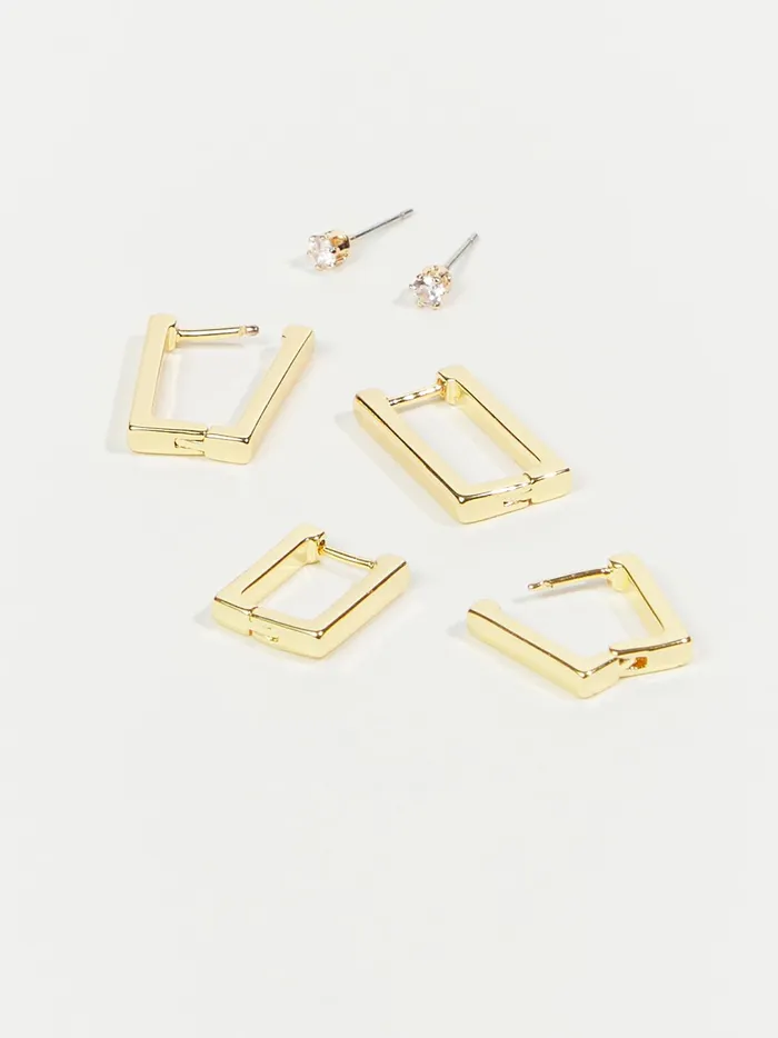 Women 18k Gold Mini Rectangle Hoop Earring Pack Gold Altar039d State Jewelry