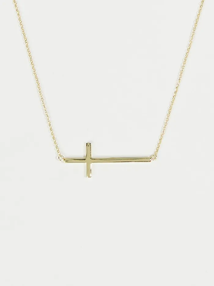 Women 18k Gold Plated Sideways Cross Necklace Gold Altar039d State Jewelry