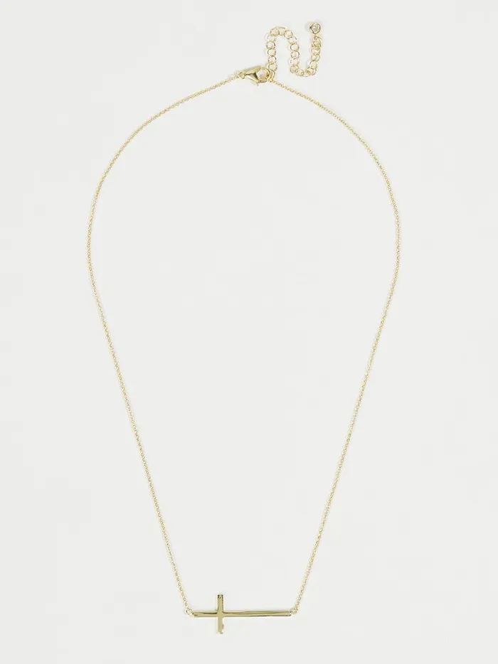 Women 18k Gold Plated Sideways Cross Necklace Gold Altar039d State Jewelry