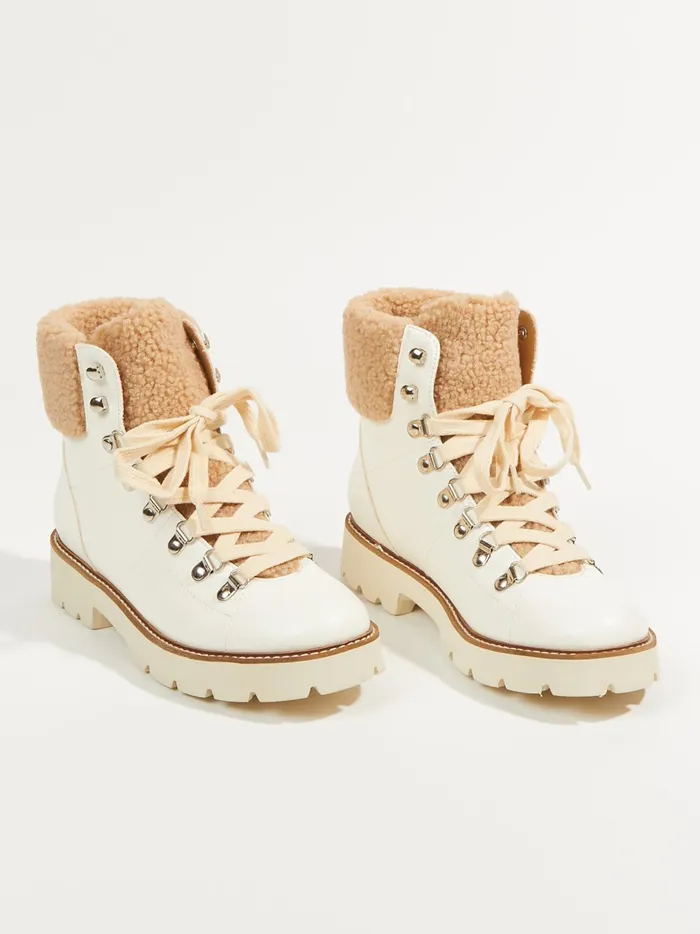 Women Aaliyah Lace Up Sherpa Booties White Altar039d State Boots Booties