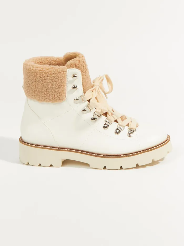 Women Aaliyah Lace Up Sherpa Booties White Altar039d State Boots Booties