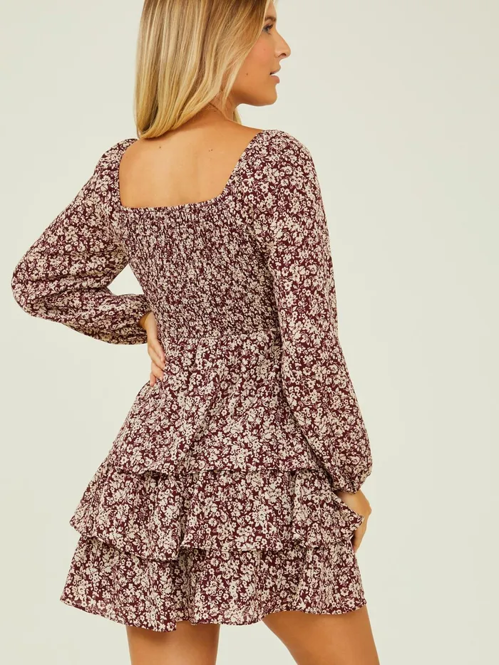 Women Abbey Tiered Floral Dress Burgundy Altar039d State Casual