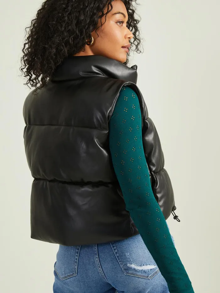 Women Ada Vegan Leather Puffer Vest Black Altar039d State Jackets
