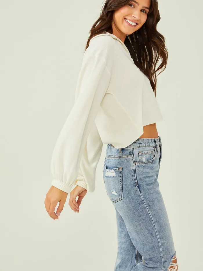 Women Adalee Thermal Collared Top Ivory Altar039d State Blouses