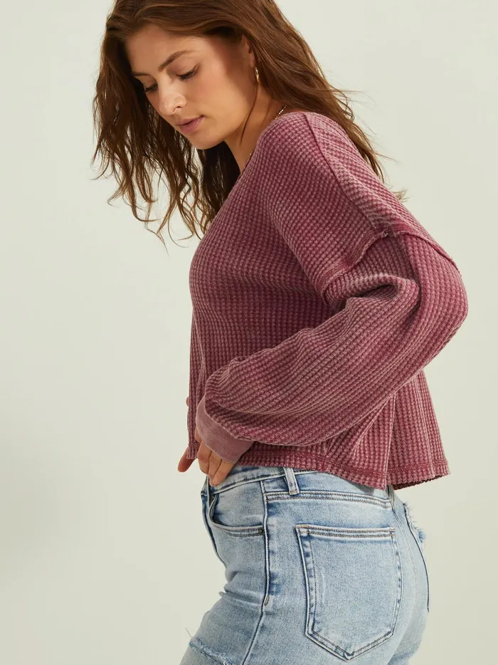 Women Addly Notched Thermal Top Crushberry Altar039d State Blouses