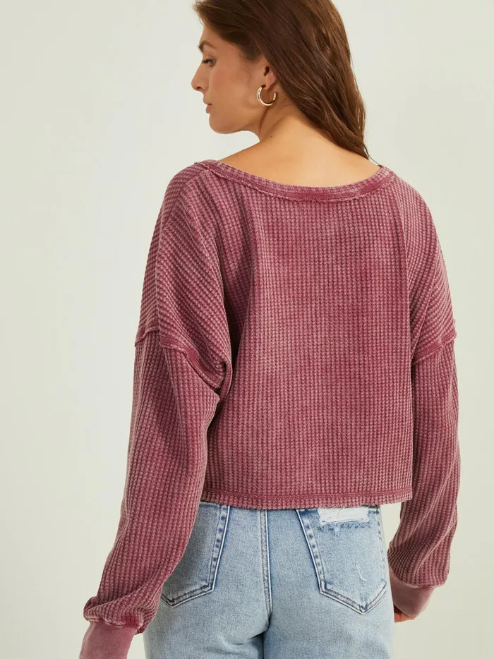 Women Addly Notched Thermal Top Crushberry Altar039d State Blouses
