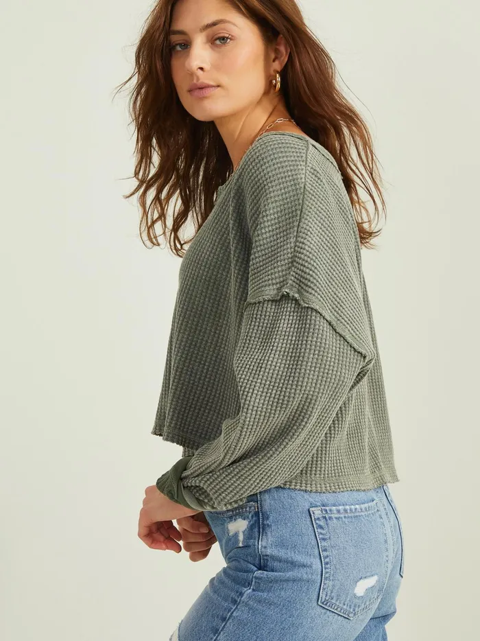Women Addly Notched Thermal Top Thyme Altar039d State Blouses