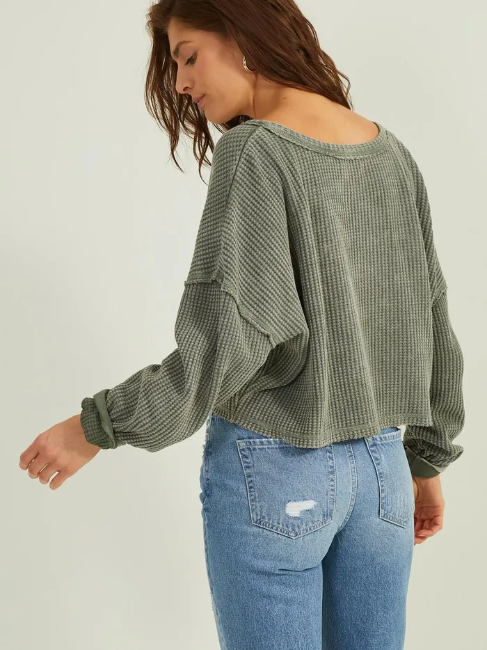 Women Addly Notched Thermal Top Thyme Altar039d State Blouses