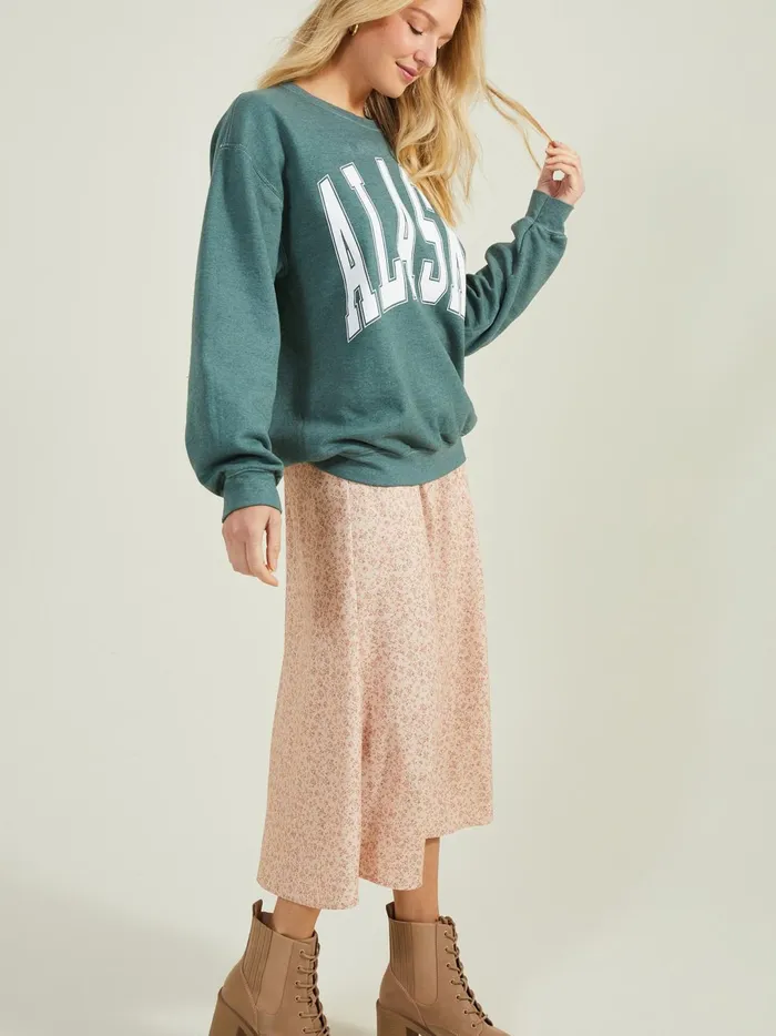 Women Alaska Fleece Sweatshirt Forestgreen Altar039d State Graphics