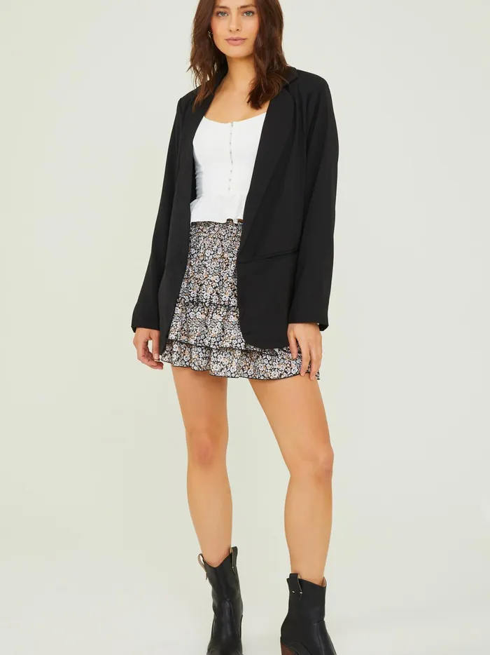 Women Alexa Ruffle Floral Skirt Blackcream Altar039d State Skirts Skorts