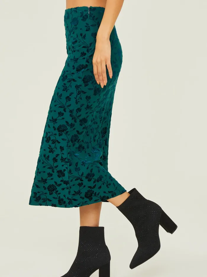 Women Alyse Floral Velvet Midi Skirt Forestgreen Altar039d State Skirts Skorts