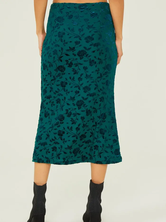 Women Alyse Floral Velvet Midi Skirt Forestgreen Altar039d State Skirts Skorts