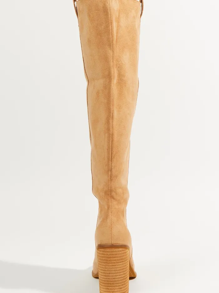 Women Angel Knee High Heeled Boots Sand Altar039d State Boots Booties