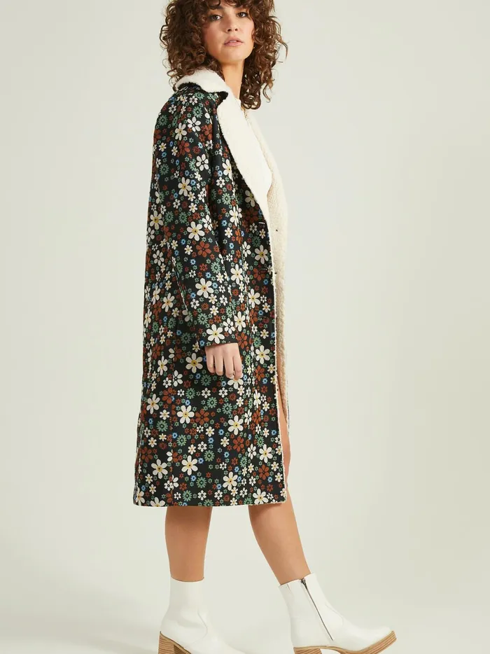 Women Anya Sherpa Floral Coat Black Altar039d State Jackets