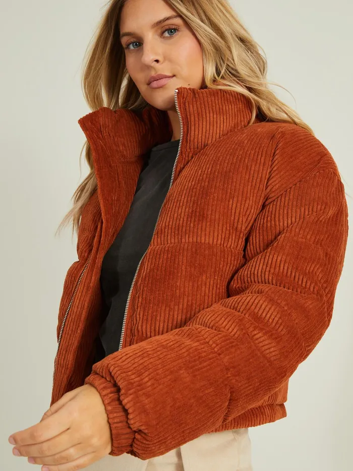 Women Aria Corduroy Puffer Jacket Rust Altar039d State Jackets