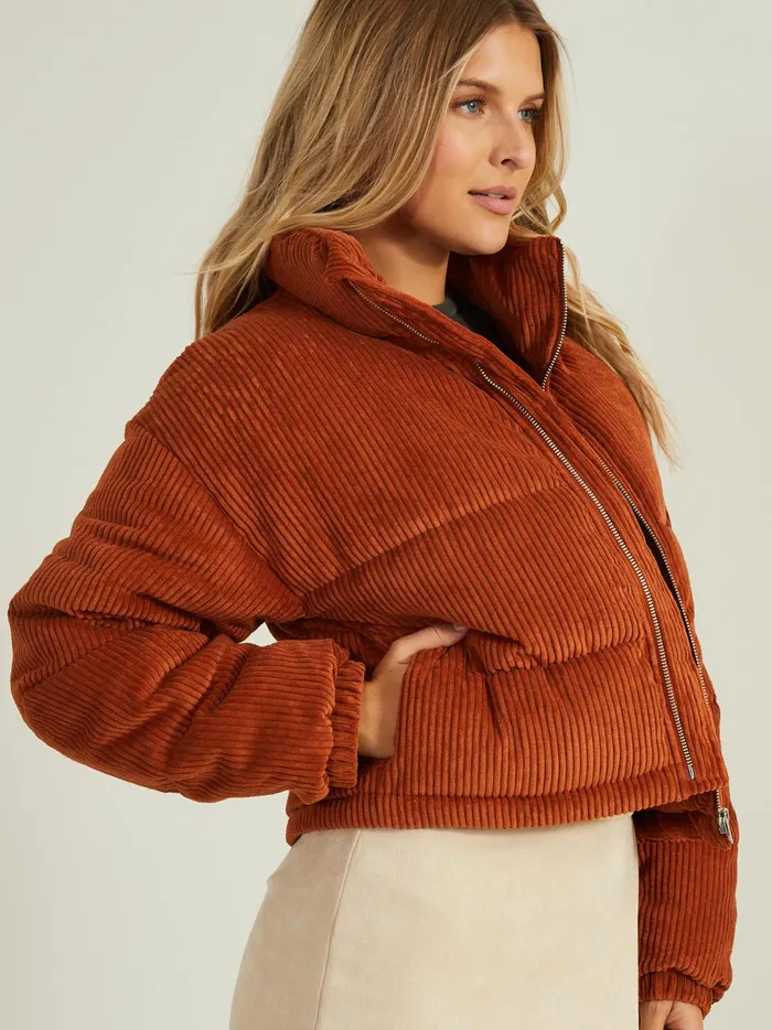 Women Aria Corduroy Puffer Jacket Rust Altar039d State Jackets