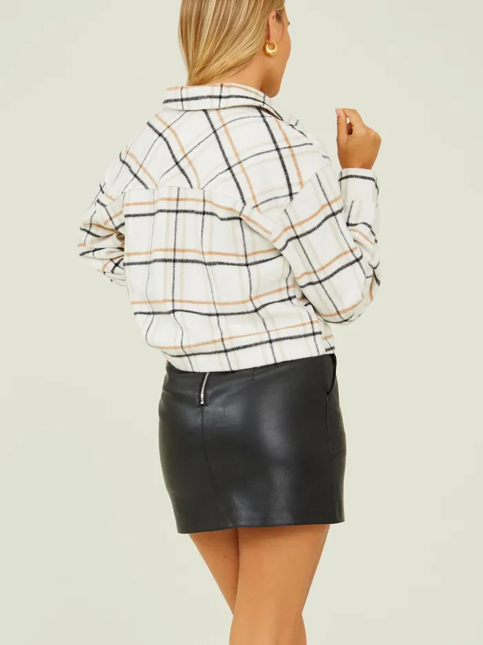 Women Ashton Cropped Plaid Shacket Tanblack Altar039d State Jackets