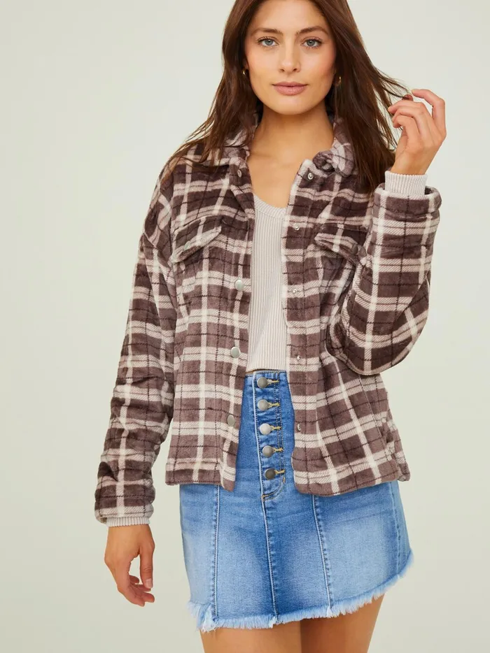 Women Aspen Cozy Plaid Button Down Cocoa Altar039d State Blouses