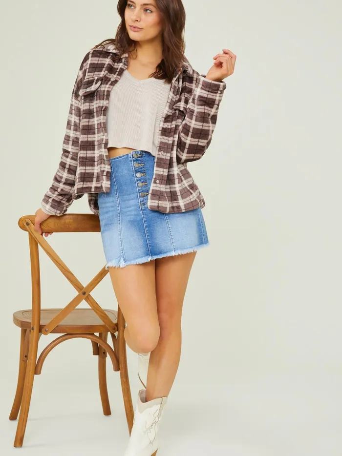 Women Aspen Cozy Plaid Button Down Cocoa Altar039d State Blouses