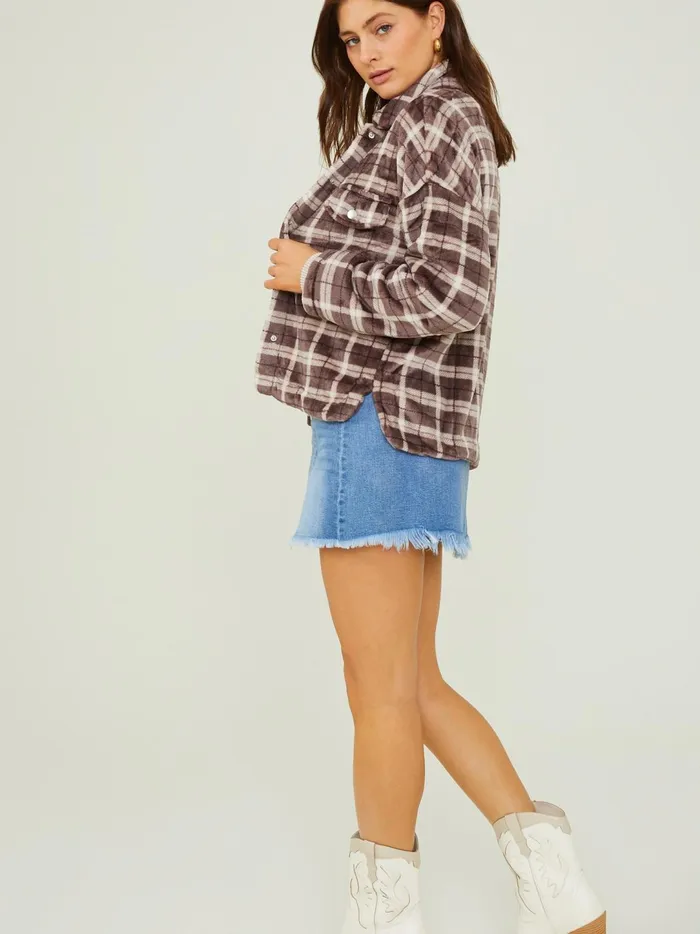 Women Aspen Cozy Plaid Button Down Cocoa Altar039d State Blouses