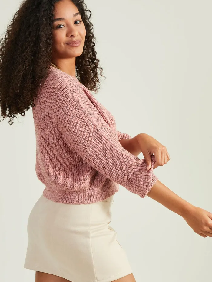 Women Astra Sequin Cropped Sweater Mauve Altar039d State Sweaters