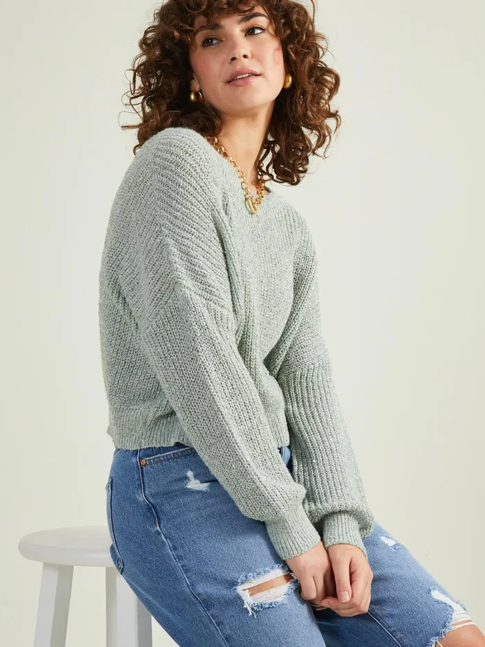 Women Astra Sequin Cropped Sweater Mint Altar039d State Sweaters