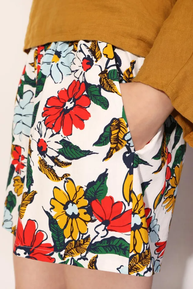 Women Basic Cotton Shorts Cosmos Floral LF Markey Shorts