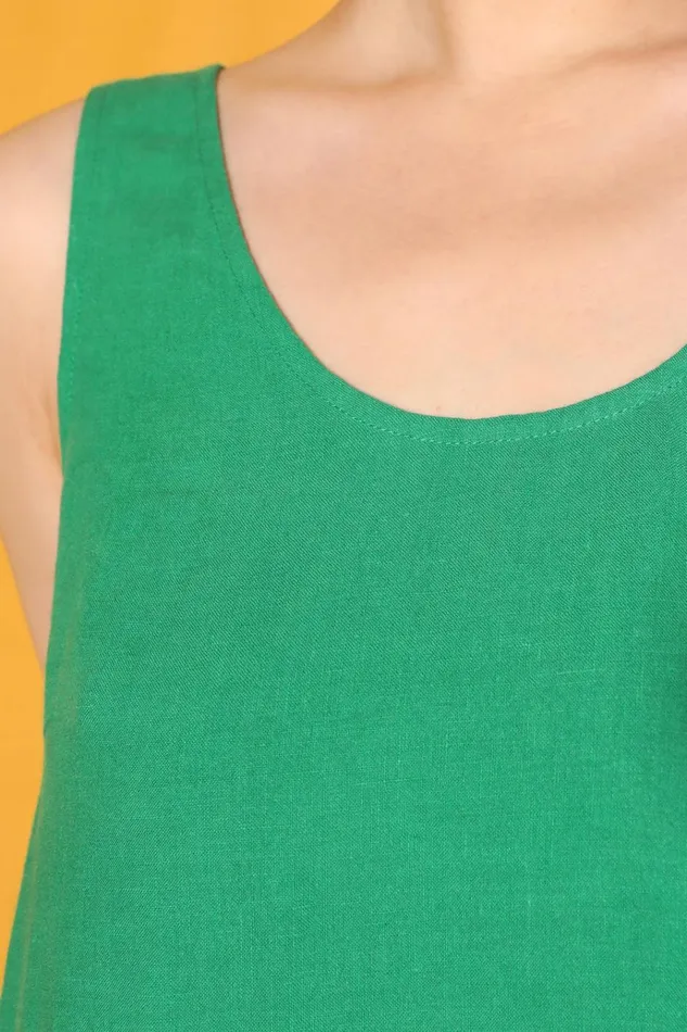 Women Basic Linen Shift Dress Grass LF Markey Dresses