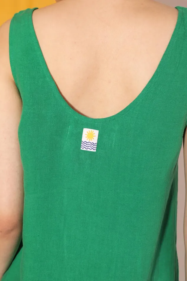 Women Basic Linen Shift Dress Grass LF Markey Dresses