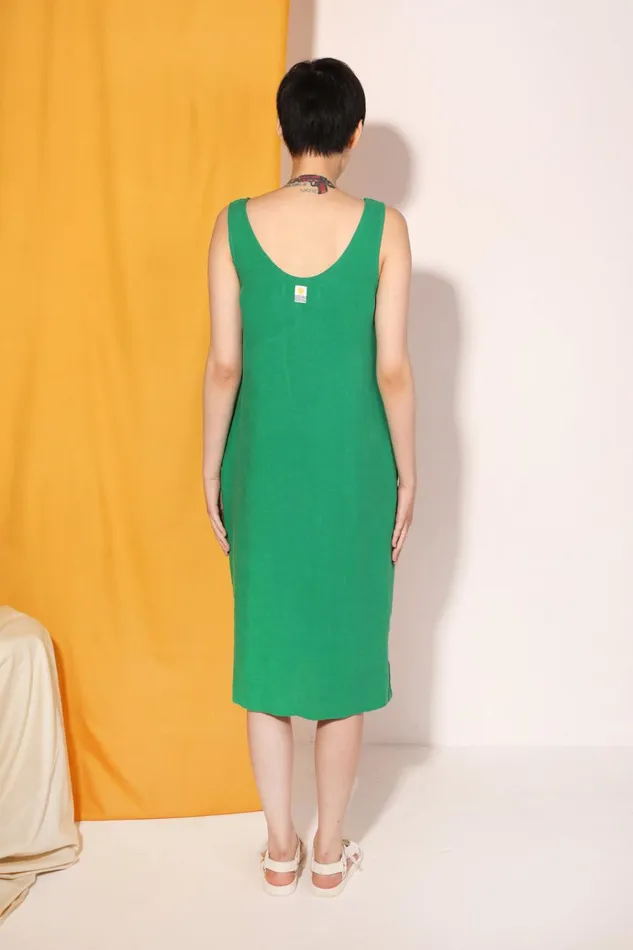 Women Basic Linen Shift Dress Grass LF Markey Dresses