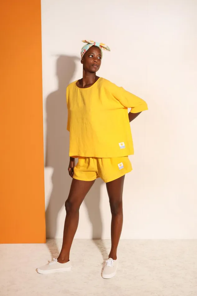 Women Basic Linen Shorts Canary LF Markey Shorts